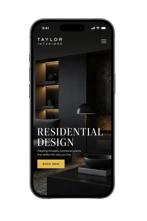 Phone showing example website