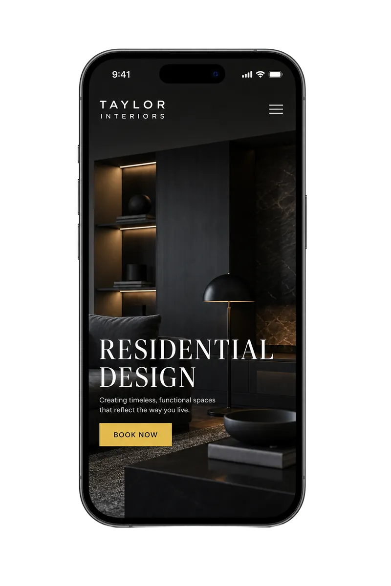 Phone showing example website